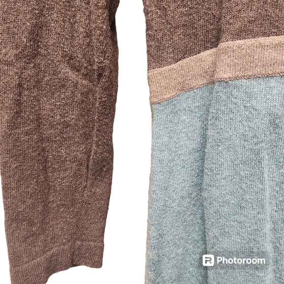 Boden Wool Blend Tunic Sweater Aqua Brown Sz. M - Picture 5 of 8